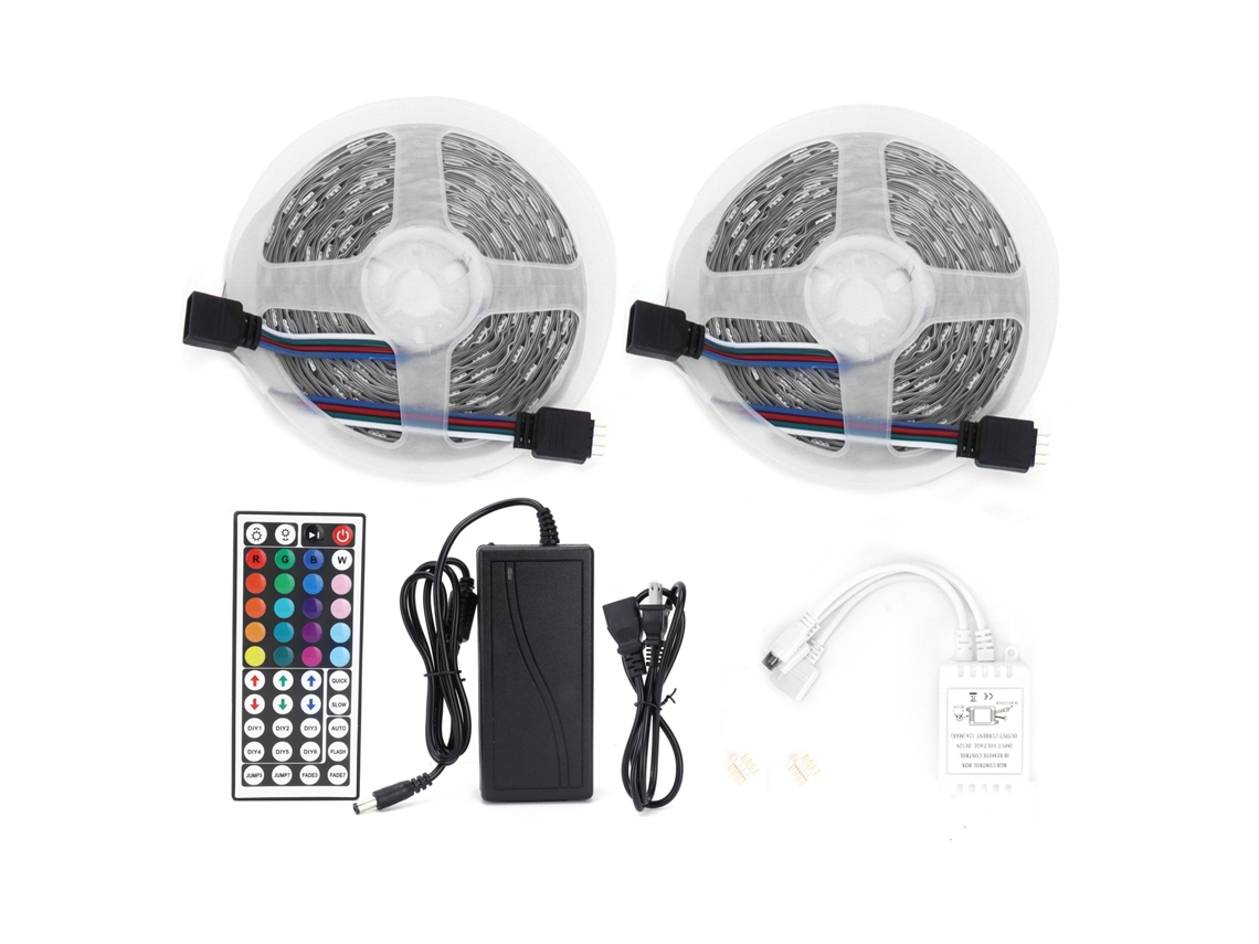 Fita de Led Rgb 10m 300leds Dimmable 12v Cortável com Controle Remoto para Decoração Interna e Externa