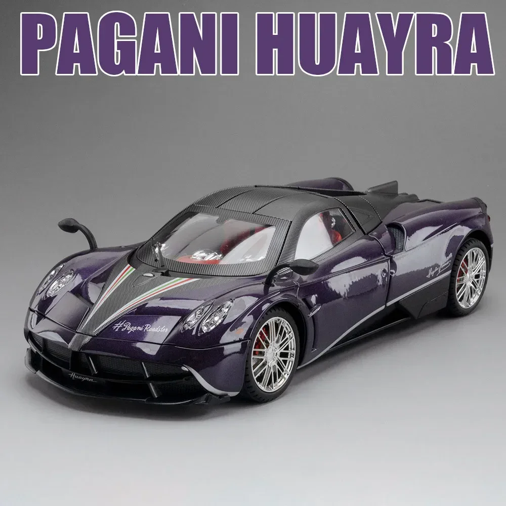 (huayra Purple) 1:18 - Miniatura De Carro Com Funções De Som E Luz, Feita Em Metal Fundido.
