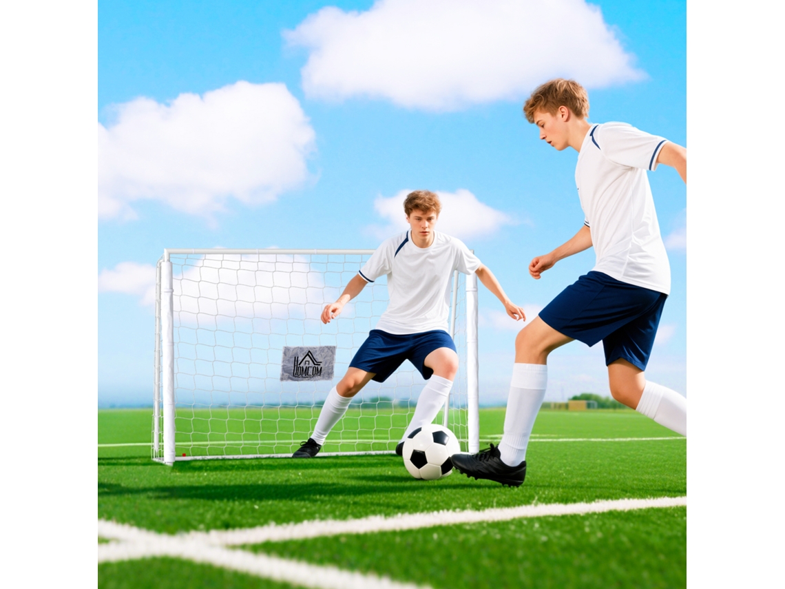 Porta Da Calcio Esterno Em Metal Com Alvo E Pilares Tecido Oxford, 186x62x123 Cm, Branca