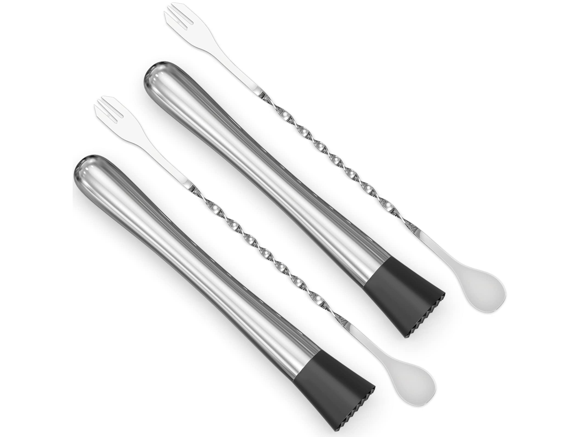 Conjunto De 4 Peças Em Aço Inoxidável Com Misturador E Colher Para Coquetéis, 20 Cm