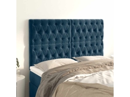 Vidaxl Cabeceira Azul Escuro 160x7x118/128 Cm Veludo
