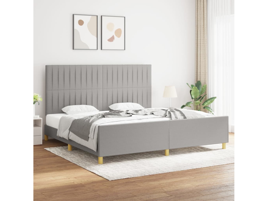 Vidaxl Estrutura De Cama Sem Colchão 200x200 Cm Tecido Cinzento-claro