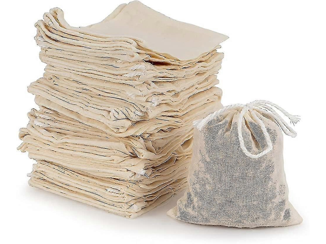 50 Bolsas de Muselina de Algodón Reutilizables, Bolsas de Filtro para Té Con Cordón para Cocinar, Hierbas Y Regalos