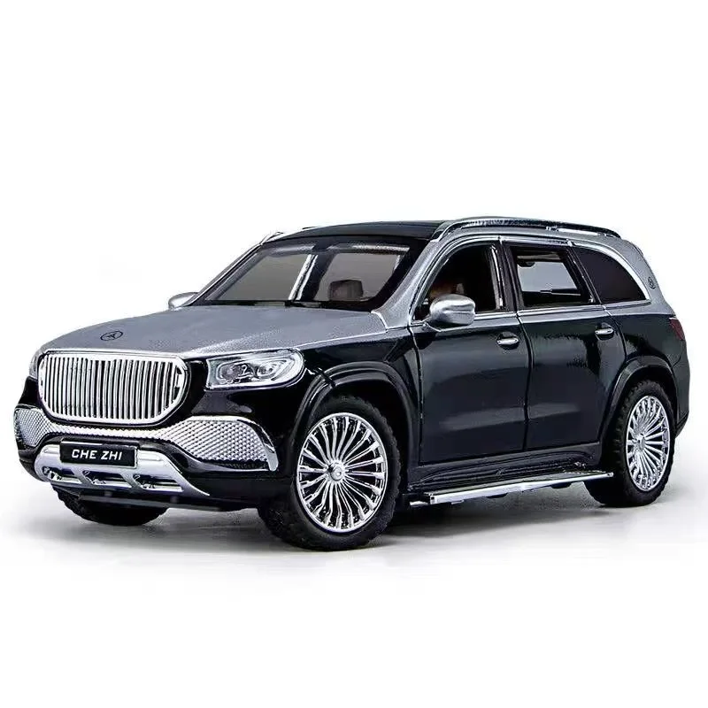 (prateado E Preto) Miniatura De Carro Em Liga Metálica Fundida, Escala 1:24, Com Efeitos De Som E Luz.