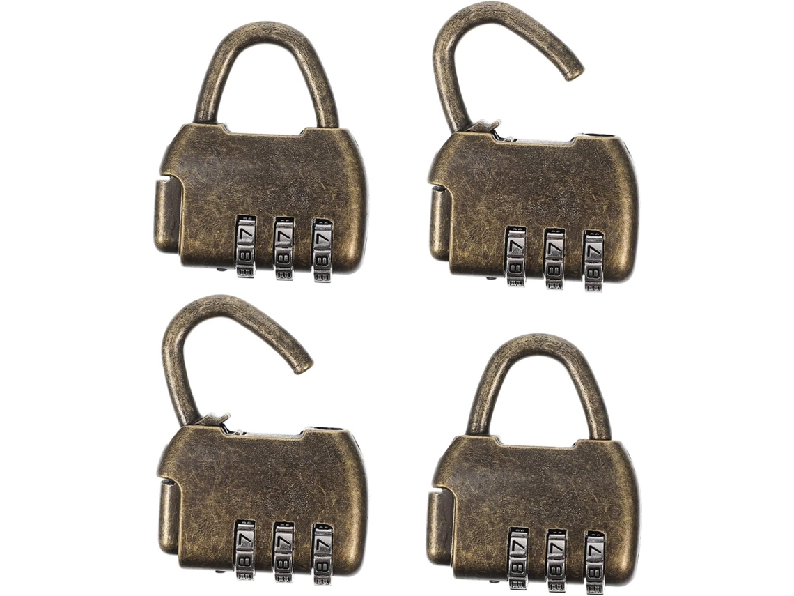 Conjunto De 4 Cadeados Combinação Vintage Antigos Em Metal Com Senha