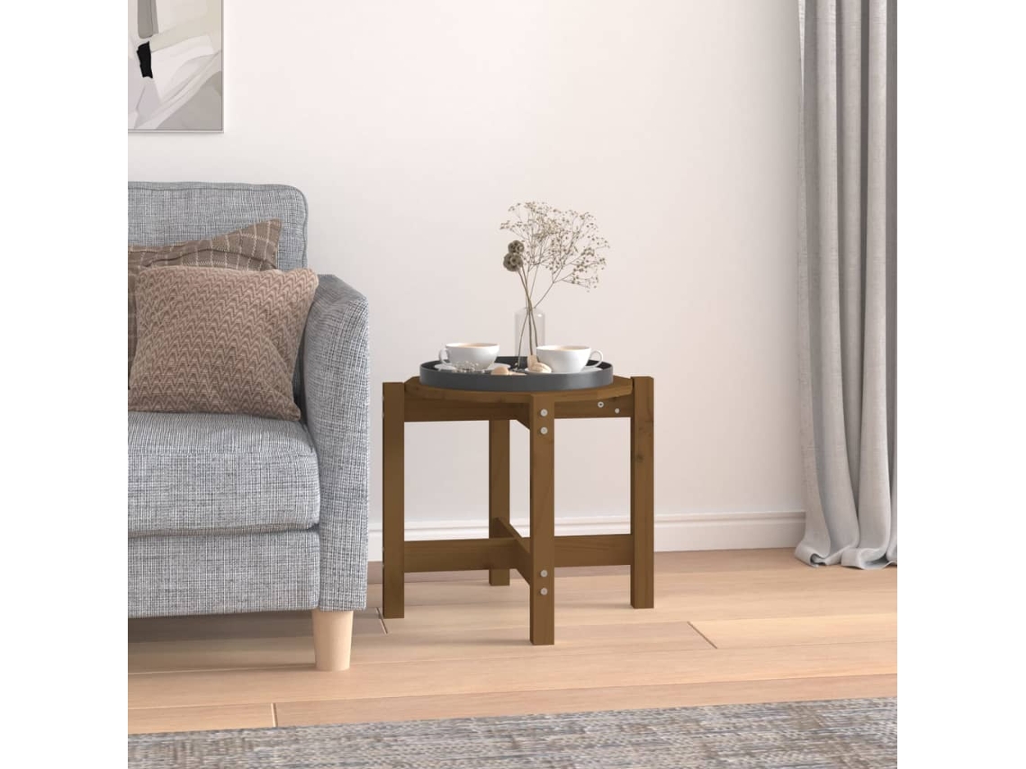 Vidaxl Mesa De Centro Ø 52,5x45 Cm Madeira Pinho Maciça Castanho-mel