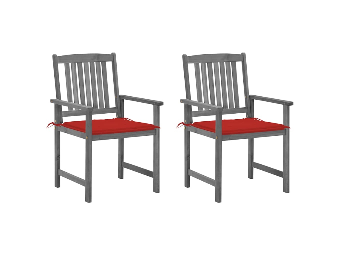 Vidaxl Cadeiras De Jardim Com Almofadões 2 Pcs Acácia Maciça Cinza