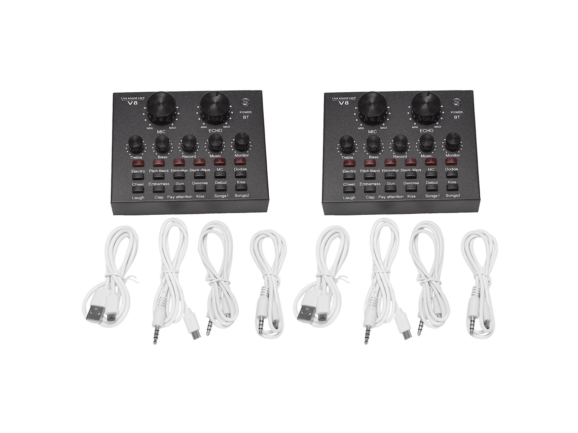 2x V8 Placa De Som Conjunto De Áudio Interface Externa Usb Microfone Ao Vivo Placa De Som Função Bluetooth Para Slowmoose
