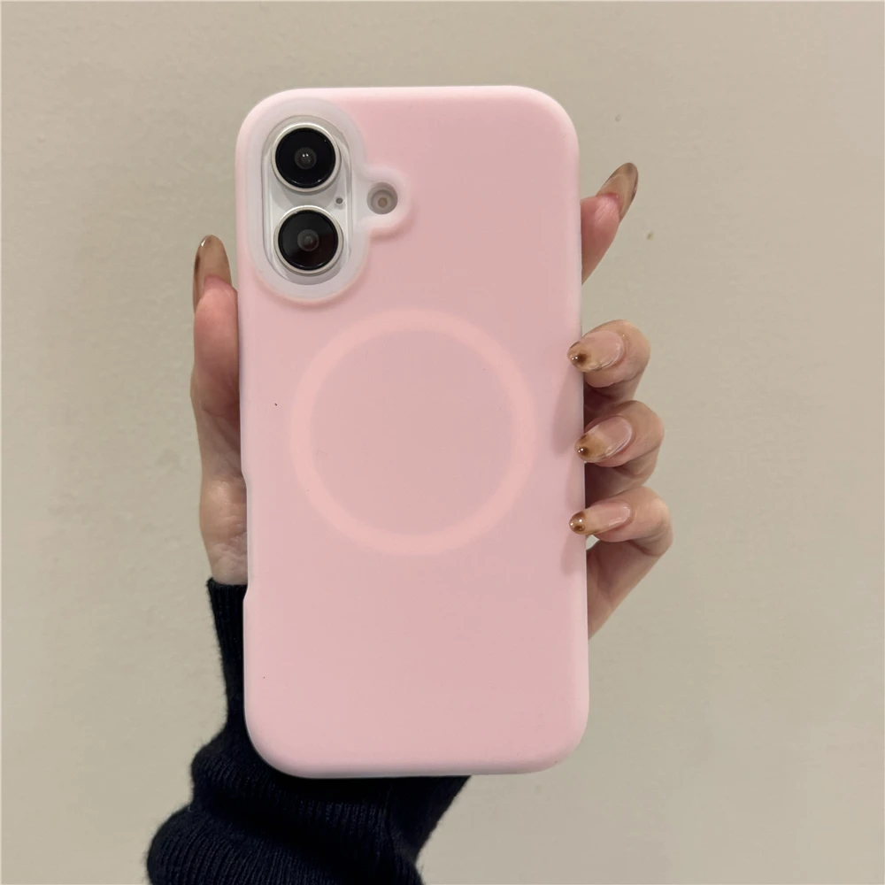 Capa Magnética Para Celular (iphone 14 Rosa), Silicone Líquido, Espessa E Resistente A Impactos.