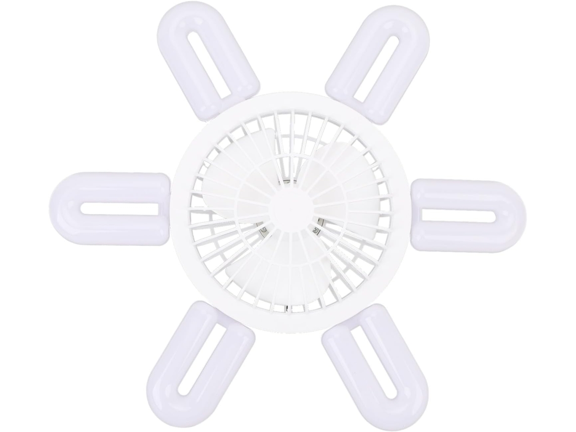 Ventilador De Teto E27 Com Luz, 6 Lâmpadas Led Em Formato U, 3 Pás,