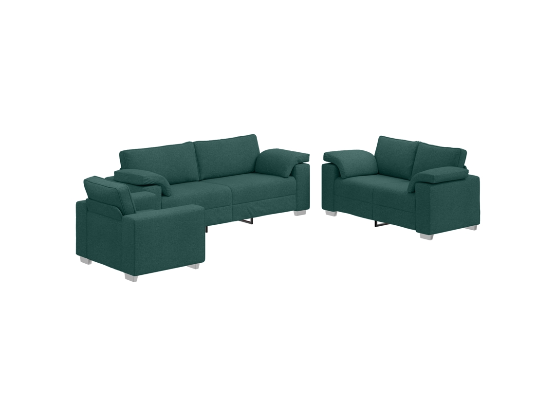 Conjunto 3 Sofá De Linho Vidaxl Verde Linho (219 X 80 X 82 Cm)