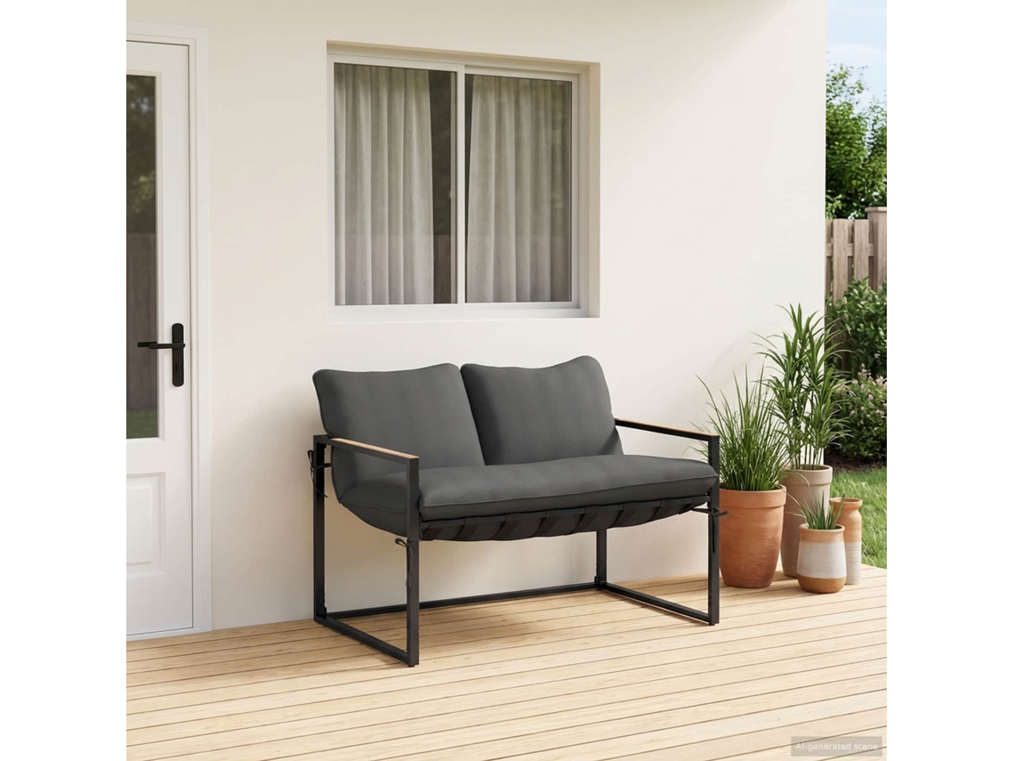 Vidaxl Conjunto De Sofá De Jardim Preto E Anthracite Aço