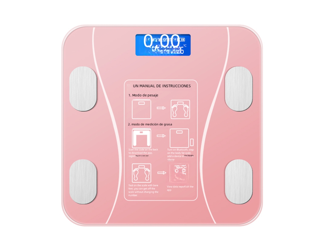 Balança Corporal Inteligente MDUG, Recarregável Via Usb, com Corpo em Vidro Espesso (rosa)