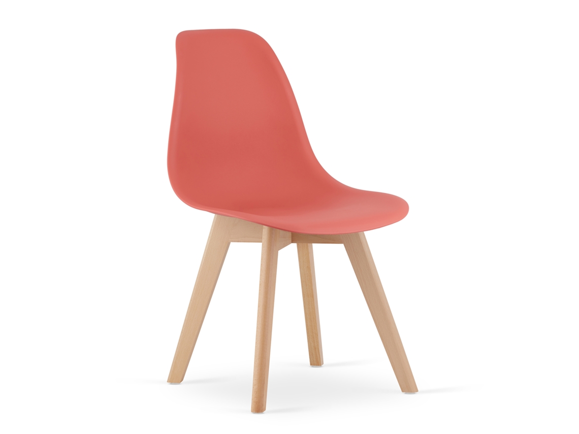 Cadeira De Jantar Conjunto De 2 Peças Kito Assento Vermelho, Pernas Naturais, Assento Ergonômico, Encosto