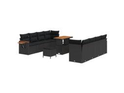 Conjunto 12 Móveis De Jardim Vidaxl Preto Vime Pe (234 X 179 X 85 Cm)