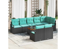 Vidaxl Conjunto De Sofá De Jardim 9 Unid. Preto Vime Pe