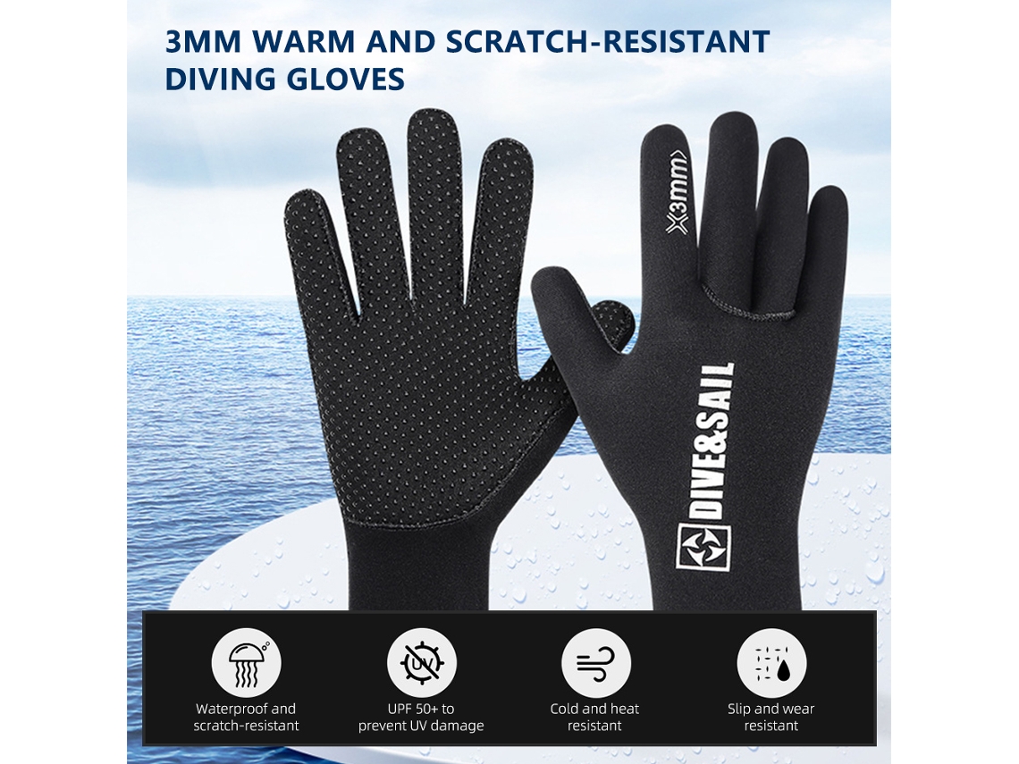 Luvas De Mergulho 3mm Quentes Anti-emborrachamento Upf 50+ Uv Resistente Ao Frio E Deslizamento Para Atividades Aquáticas De Inverno