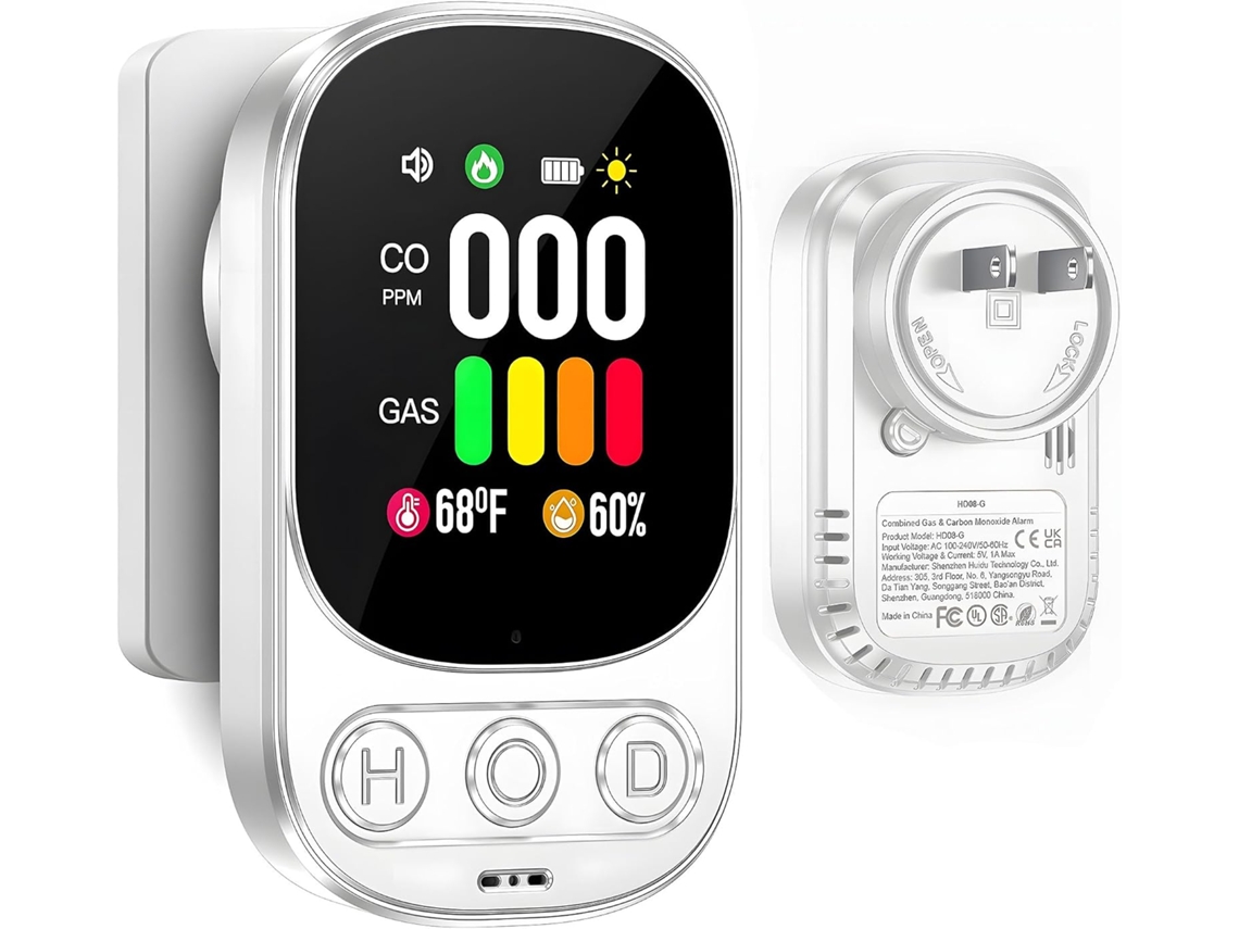 Detector Gás Co Alarme Sonoro Plug-in Parede