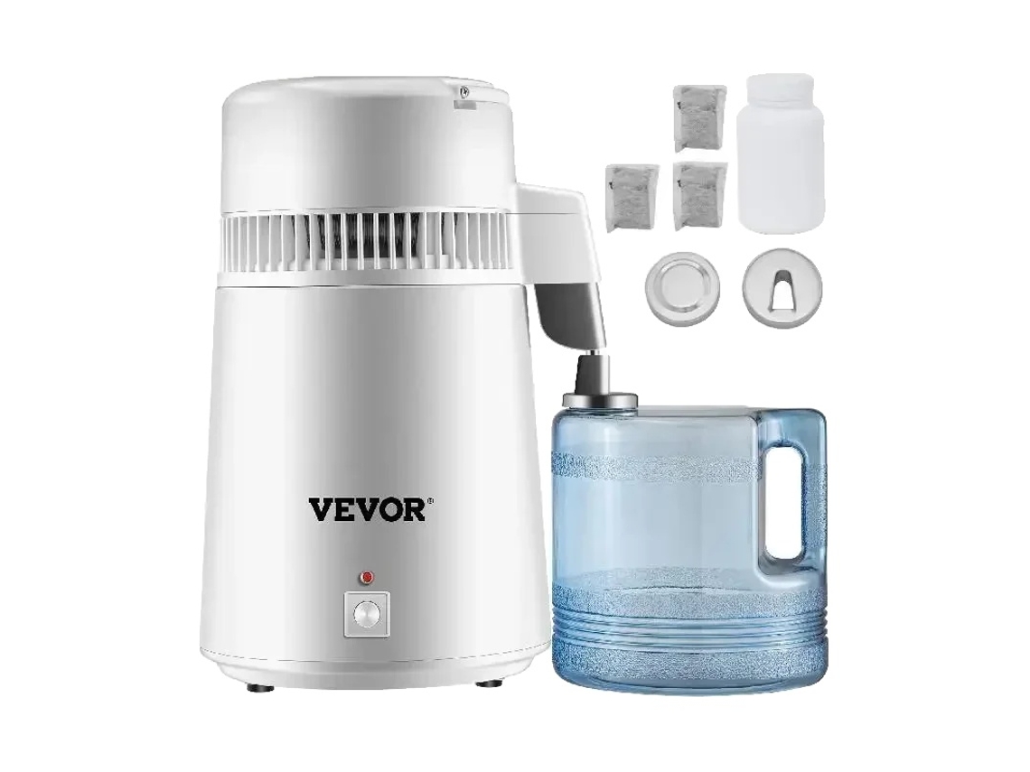 Destilador De Água Vevor, Capacidade De 4l, Potência De 750w, Construção Em Aço Inoxidável Oem