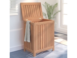 Cesto De Roupa Suja 50x35x60 Cm Em Madeira Maciça De Teca, Para Organizar E Guardar Roupa Suja De Forma Prática