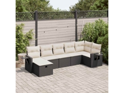 Vidaxl 7 Pcs Conjunto De Sofás P/ Jardim C/ Almofadões Vime Pe Preto