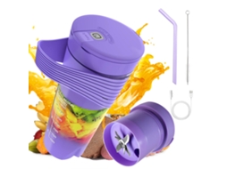 Liquidificador portátil Slowmoose para shakes e vitaminas, recarregável via USB, 460 ml, roxo