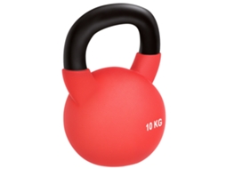 Kettlebell de 10kg com Cabo Antiderrapante e Fundo Plano Vermelho Preto S/MARCA