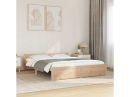 Vidaxl Estrutura De Cama King 150x200 Cm Madeira Maciça