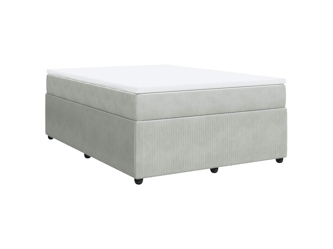 Cama com Molas e Colchão Veludo Cinzento Claro MAISON EXCLUSIVE (160x200 cm)