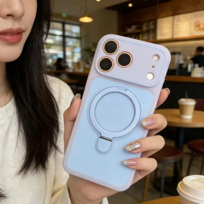 Capa De Celular Com Suporte Magnético De Anel Em Silicone (yuanfenglan Para Iphone 15 Pro)
