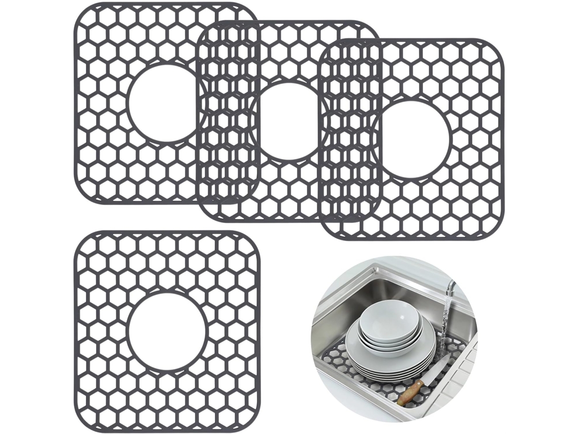4-tapetes Antiderrapantes Para Pia 12, 4x 11, 5-polegadas, Protetor De Pia Silicone Resistente Ao Calor, Escorredor De