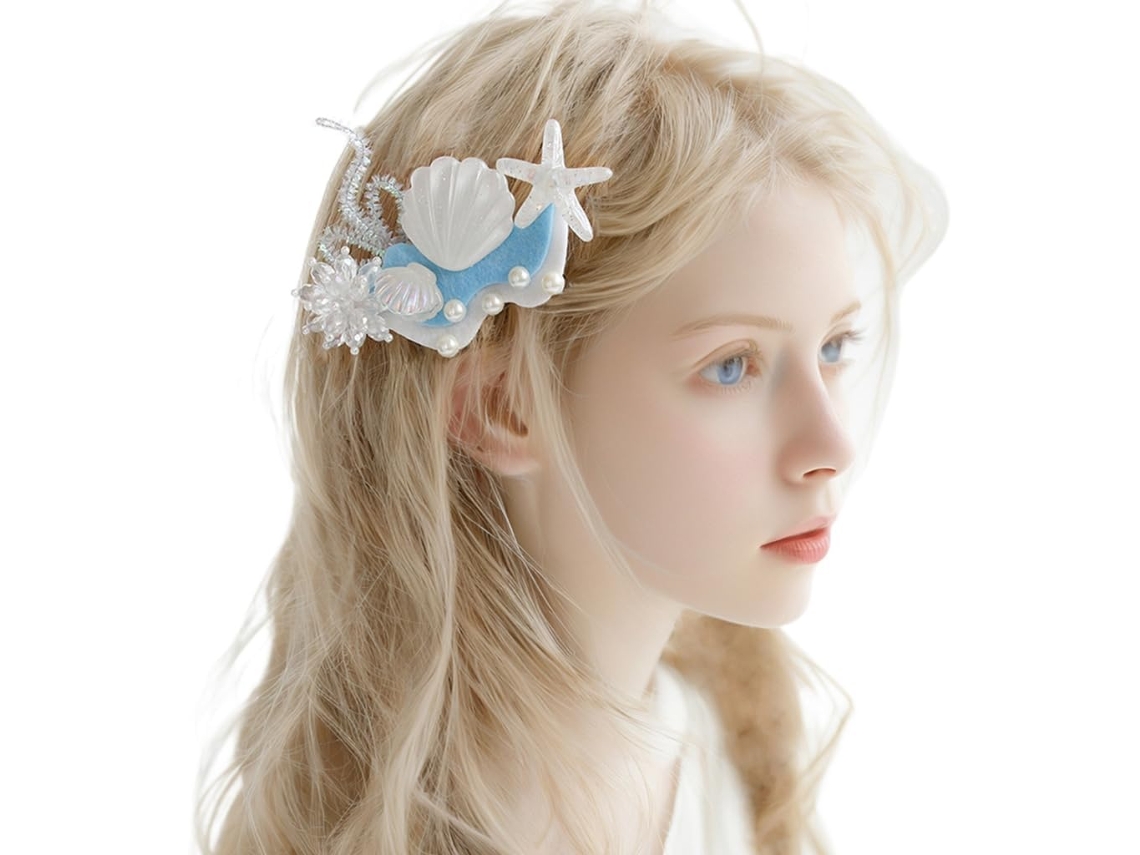 Presilha de Cabelo em Resina no Formato de Estrela do mar e Concha, Perfeita para Meninas e para Levar À Praia. SFUSHOS