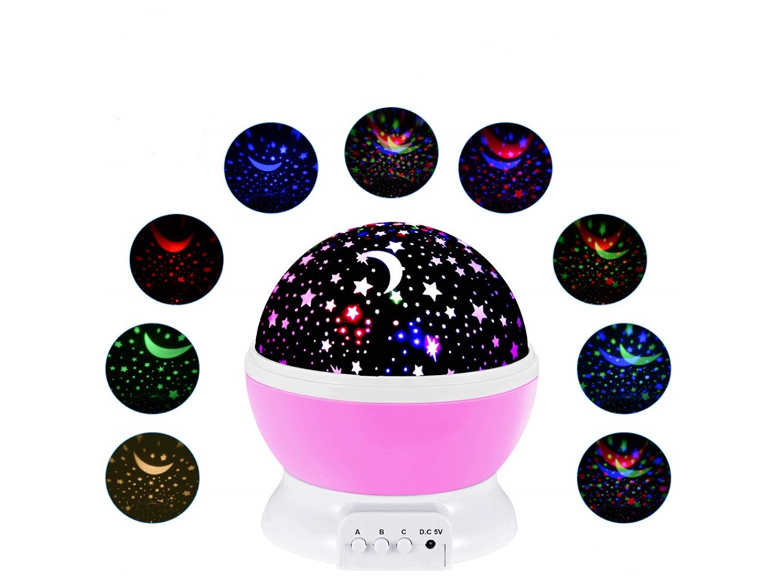 1 Projetor de Luz Noturna Infantil com Estrelas: Lua Giratória 360​​ Graus BRILVIBERA