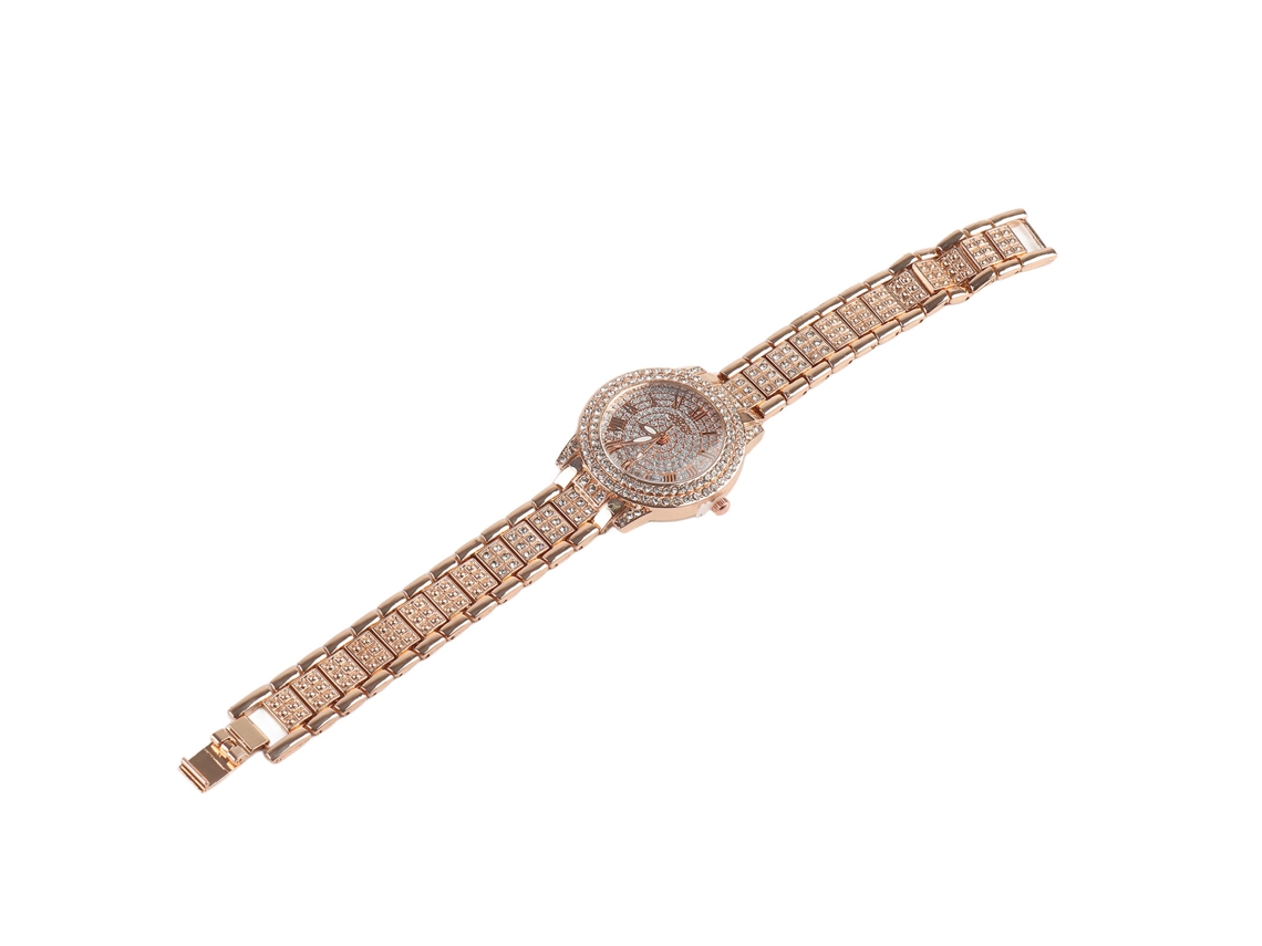 Relógio Feminino de Quartzo Elegante com Números Romanos e Strass Luminoso para Festas Escritório Viagens