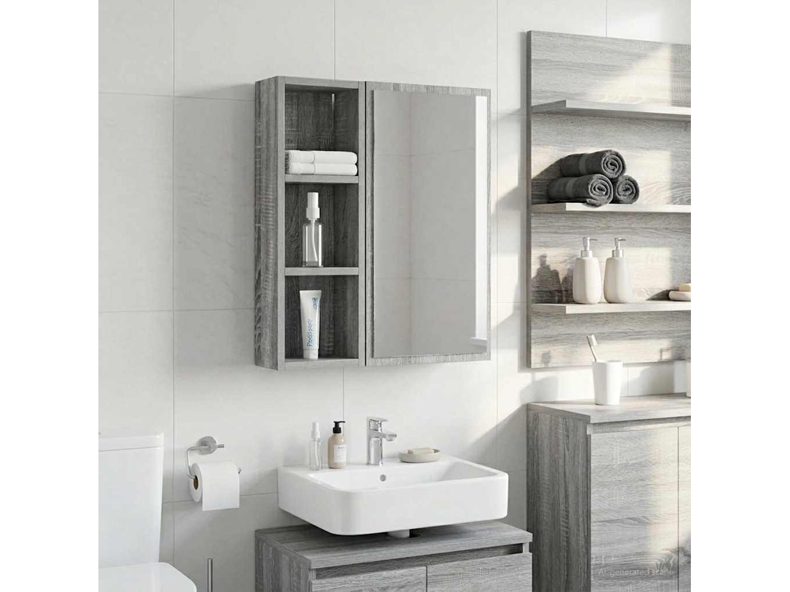 Vidaxl Armário De Parede Para Banheiro Sonoma Cinza 20 X 10 X 60,5 Cm