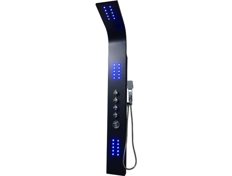 Coluna de Duche de Hidromassagem Termostática SHOWER DESIGN Felicita (Preto- Metal- 165x7x20cm)