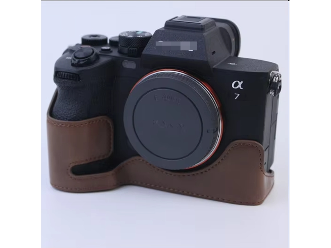 Capa Protetora De Couro Sintético Com Abertura Para Sony A7r5 A7rm5 A7rv A7r Mark V Com Bolsa Inferior Para Câmera E Bateria Marrom SUNNY SPACES
