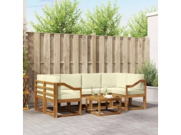 Vidaxl Conjunto De Sofás Para Exterior 7 Unid. Natural E Creme