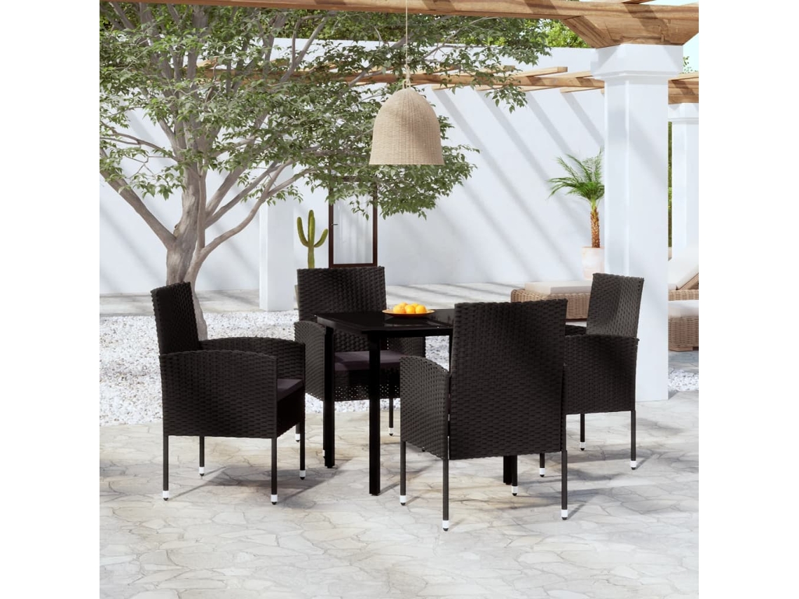 Vidaxl 5 Pcs Conjunto De Jantar Para Jardim Preto