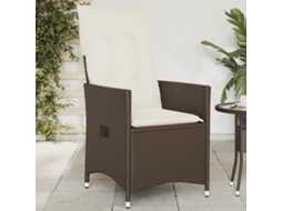 Cadeira De Jardim Reclinável Com Almofadões Vime Pe Marrom Dkd Home Decor