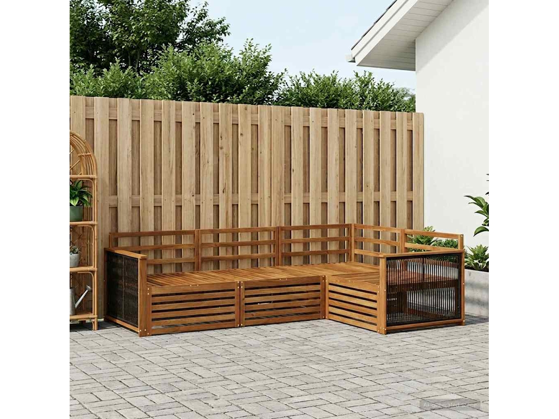 Vidaxl Conjunto De Sofás Para Exterior 4 Pcs Natural
