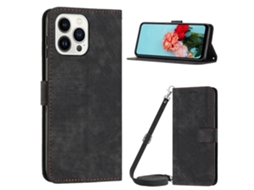 Capa Pega Para Iphone 15 Pro Max Pele Sintética Preto