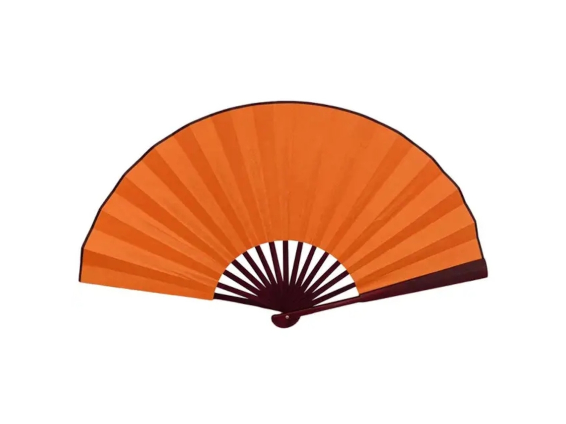 Leque de Mão, Cor Sólida, Extra Grande 33cm, Laranja BRILVIBERA