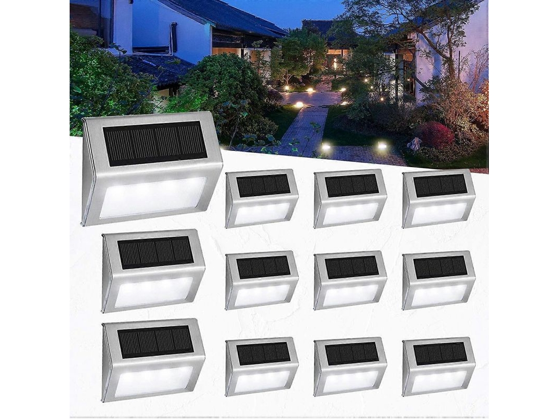 Luzes Solares para Deck, 4 LED, 6 pack, à prova d'água, aço inox | S/MARCA