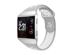 Pulseira De Relógio Lurelia Para Fitbit Ionic Silicone Cinza Branco