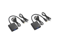 Adaptador Lurelia Cabo VGA para USB, 2 unidades, 1920x1200, 1080p, com áudio, com alimentação, branco