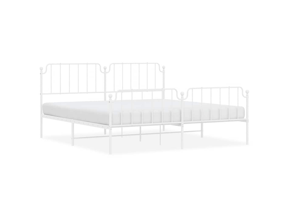 Estrutura de Cama com Cabeceira e Pés Metal Branco MAISON EXCLUSIVE 193x203 cm