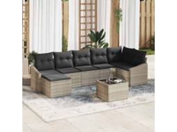 Vidaxl Conjunto De Sofás Com Almofada 8 Pcs Cinzento-claro Vime Pe
