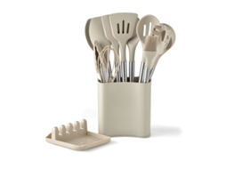 Conjunto de 13 utensílios de cozinha em silicone e aço inox com balde de armazenamento S/MARCA