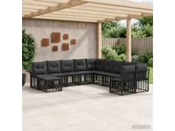 Vidaxl Conjunto De Sofás Para Exterior 11 Pcs Preto E Cinza Escuro